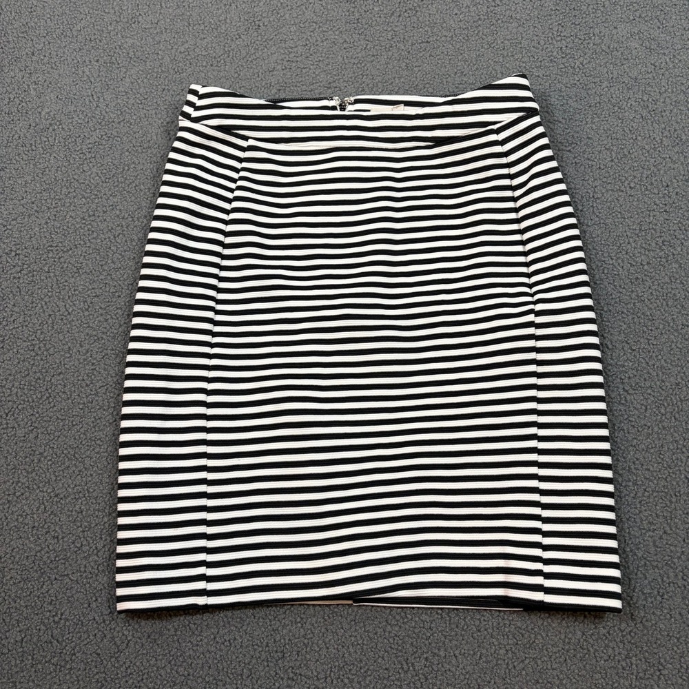 41 Hawthorn Pencil Skirt Womens S Black White Striped Ribbed Knit Zip Back 8684